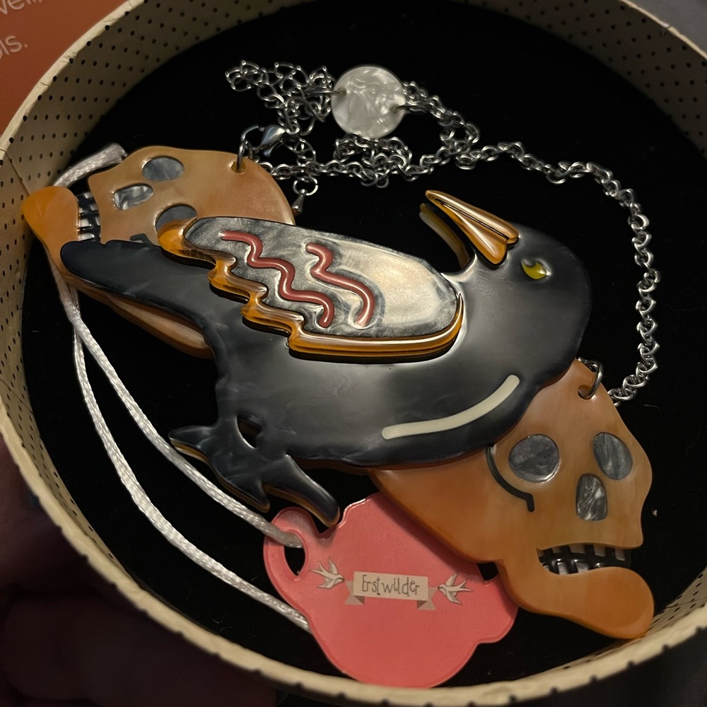 Raven Mad Erstwilder Necklace Halloween Pumpkin Crow